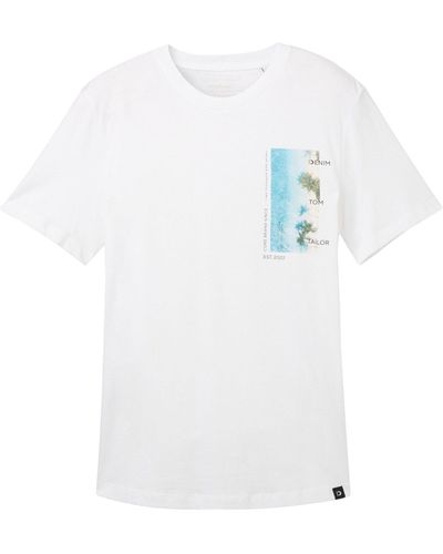 Tom Tailor T-Shirt Kurzarmshirt (1-tlg) - Weiß
