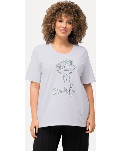 Ulla Popken Rundhalsshirt T-Shirt Smile Classic Rundhals Halbarm - Weiß