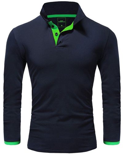 REPUBLIX Poloshirt LEX Basic Langarm Kontrast Polo Hemd - Blau