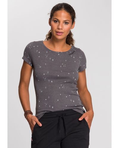 Kangaroos T-Shirt mit süßem Logoschriftzug am Halsausschnitt - Grau