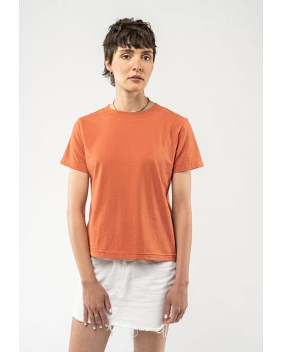 Mela Kurzarmshirt T-Shirt KHIRA Fein gerippter Kragen - Orange