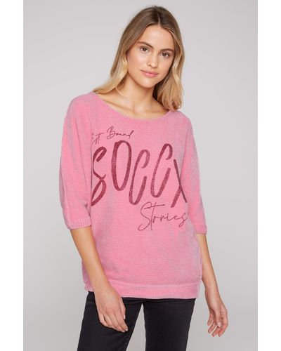 SOCCX 3/4 Arm-Pullover mit Fledermaus-Ärmeln - Pink
