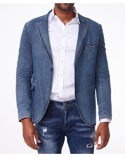 DENIM HOUSE House Jeansblazer Slim Fit Denim Sakko Casual Freizeit Anzugsjacke Blau 60