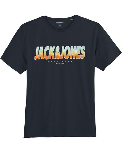 Jack & Jones & Rundhalsshirt Große Größen T-Shirt navy Farbverlauf-Logoprint Jack&Jones - Blau
