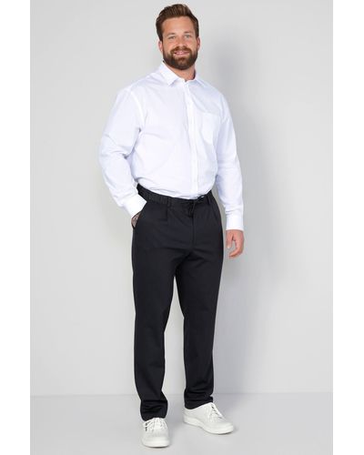 Boston Park 5-Pocket-Jeans Hose Slim Fit Alloverdruck Elastikbund - Weiß