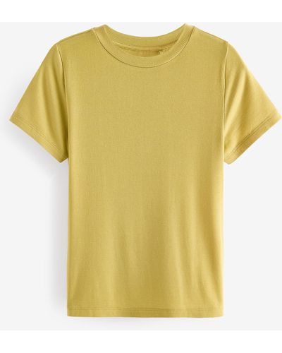 Next Superweiches, geripptes T-Shirt aus Lyocell (1-tlg) - Gelb