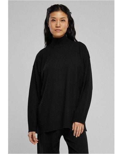 Urban Classics Rundhalspullover Ladies Knitted Eco Viscose Sweater - Schwarz