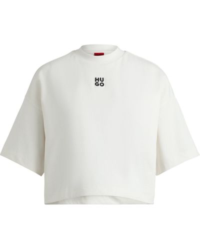 HUGO T-Shirt Cropped Tee_8 (1-tlg) - Weiß