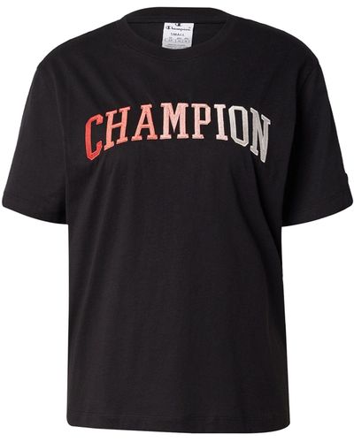 Champion T-Shirt (1-tlg) Stickerei - Schwarz