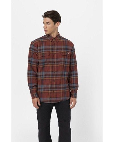Dickies Langarmhemd Flex Flannel L/S Shirt - Rot