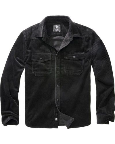 BRANDIT Langarmhemd Corduroy Classic Shirt Long Sleeve - Schwarz
