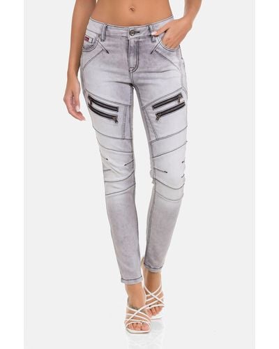 Cipo & Baxx Slim-fit-Jeans in sommerlichem Look - Grau