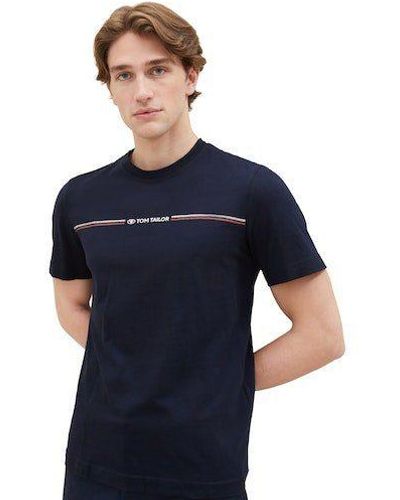 Tom Tailor T-Shirt mit Logofrontprint - Blau
