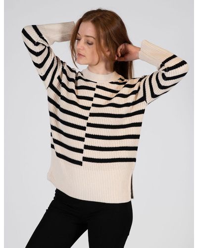 THE FASHION PEOPLE Sweatshirt Striped sweater, knitted - Schwarz