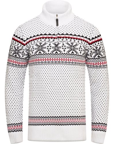 behype Strickpullover BHGALENA Grobstrick Norweger-Muster Troyer - Grau