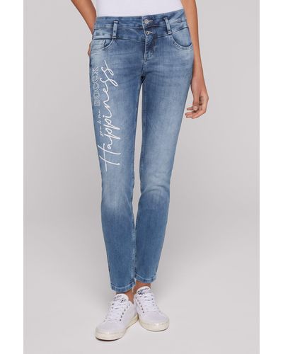 SOCCX Slim-fit-Jeans mit Bleaching-Effekten - Blau