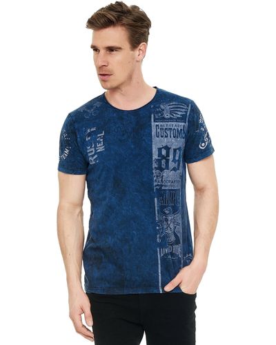 Rusty Neal T-Shirt mit modernem Print - Blau