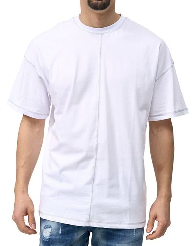 DENIM HOUSE Oversize T-Shirt mit Kontrast-Naht in Loose - Fit - Weiß