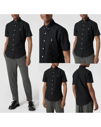 Polo Ralph Lauren Langarmhemd Oxford Slim Fit Shirt Hemd Button Down Retro Heritag - Schwarz