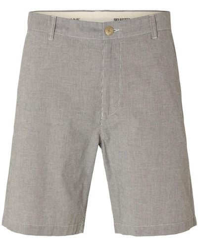 SELECTED Stoffhose SLHREGULAR BILL STRUCTURED SHORTS - Grau