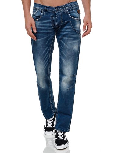 Rusty Neal Straight-Jeans RUBEN 42 mit angesagten Ziernähten - Blau