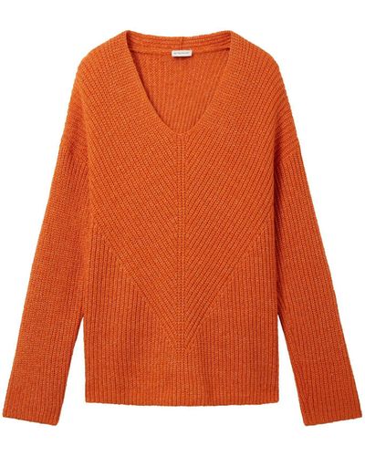 Tom Tailor Strickpullover Knit v-neck pullover - Orange