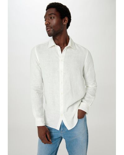 HESSNATUR Outdoorhemd Relaxed aus reinem Leinen (1-tlg) - Weiß