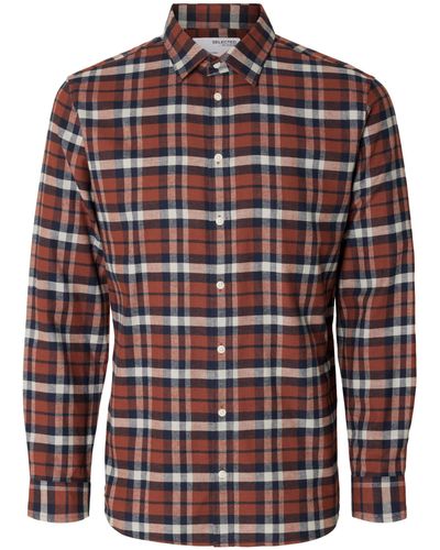 SELECTED Flanellhemd SLHSLIMOWEN-FLANNEL SHIRT LS NOOS - Rot