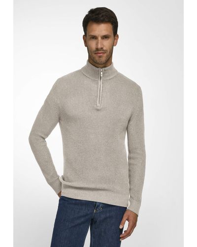 Louis Sayn Strickpullover Sweatshirt mit Stehkragen - Weiß