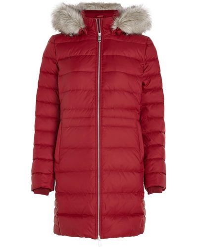 Tommy Hilfiger Tommy Hilfiger Daunenmantel CRV TYRA DOWN COAT WITH FUR PLUS SIZE CURVE - Rot