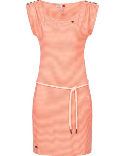 Ragwear Shirtkleid Chego Stripes Intl. stylisches Sommerkleid mit Streifen-Muster - Pink
