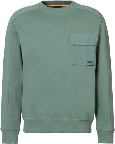 BOSS Sweatshirt We_PocketCargo mit Raglanärmeln - Grün