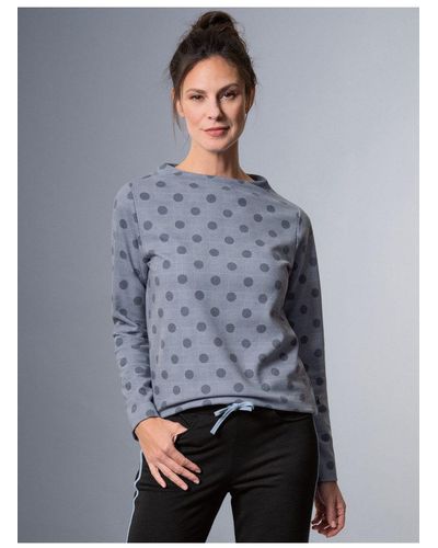 Trigema Sweatshirt Langarmshirt mit Glencheck-Muster - Blau