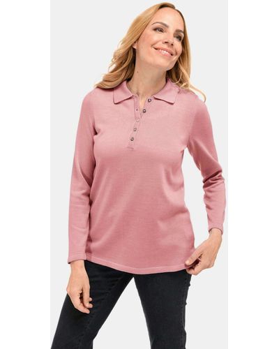 Goldner Strickpullover Unkomplizierter Pullover mit Polokragen - Pink