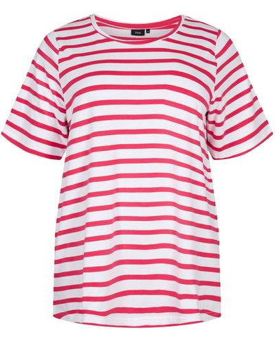 Zizzi T-Shirt VIVI (1-tlg) Plain/ohne Details - Pink