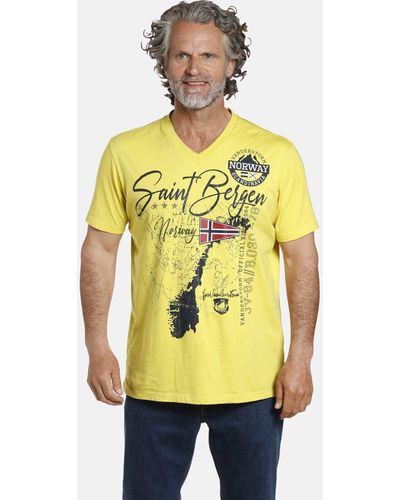 Jan Vanderstorm T-Shirt OLOV große Brustapplikationen - Gelb