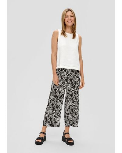 S.oliver 7/8-Hose Relaxed: Culotte mit Wide Leg - Weiß