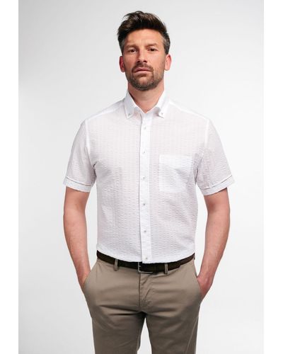 Eterna Kurzarmhemd kurzarm Hemd Regular fit Seersucker - Weiß