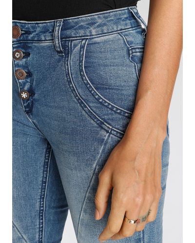 Boysen's Skinny-fit-Jeans mit glitzernden Zierknöpfen - Blau