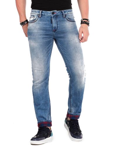 Cipo & Baxx Slim-fit-Jeans im Used Look - Blau