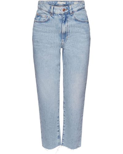 Edc By Esprit 7/8- Super-High-Rise-Jeans mit ausgefranstem Saum - Blau