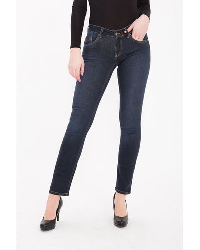 ATT Jeans ATT Slim-fit-Jeans Belinda mit kontrastigen Absteppungen und Wonder Stretch - Blau