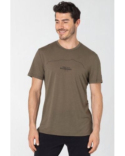 Super.natural Print- Merino T-Shirt M KITZBÜHEL TEE genialer Merion-Materialmix - Grau