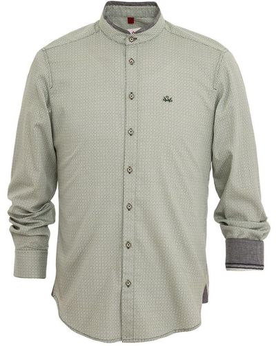 Spieth & Wensky Trachtenhemd Hemd DORIAN oliv (Slim Fit) - Grau