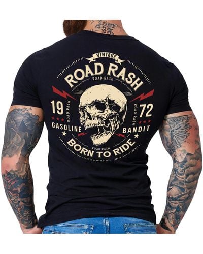GASOLINE BANDIT® ® T-Shirt für Biker Racer Motorrad Fans: Road Rash - Blau