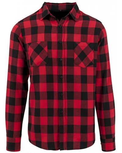 Build Your Brand Sweatjacke Checked Flannel Shirt - Rot