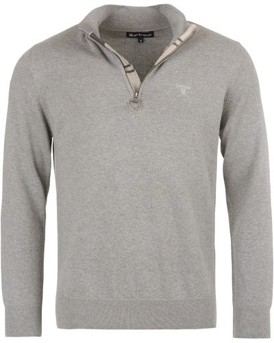 Barbour Strickpullover Troyer Tain - Grau