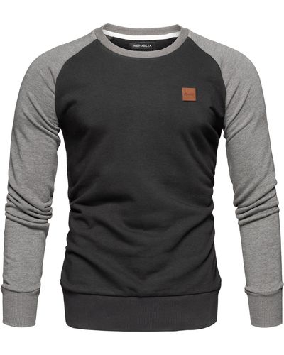 REPUBLIX Sweatshirt ADAM Pullover mit Rundhalsausschnitt & Raglan-Ärmeln - Grau