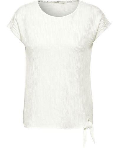 Cecil Langarmbluse EOS_Solid Crepe Knot Blouse - Weiß