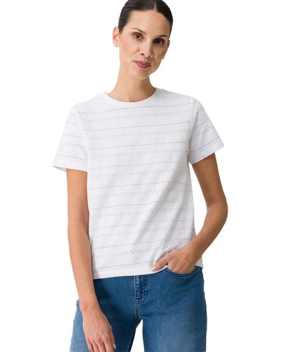 Zero T-Shirt mit Ajourstrickmuster (1-tlg) Lochmuster - Weiß